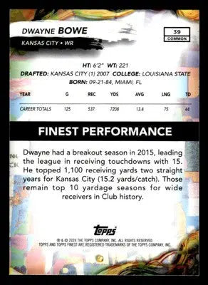 2024 Finest #39 Dwayne Bowe Purple Refractor #/250 - Football Card Single
