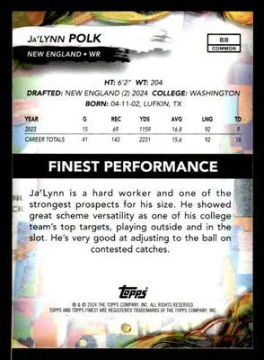 2024 Finest #88 Ja’Lynn Polk - Football Card Single