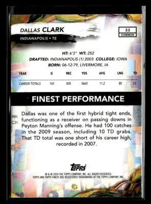 2024 Finest Dallas Clark #33 Indianapolis Colts - Football Card Single