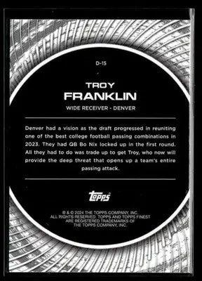 2024 Finest - Debut Checkerboard Refractor Troy Franklin #D-15 Denver Broncos - Football Card Single