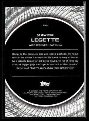 2024 Finest - Debut Xavier Legette #D-11 Refractor Carolina Panthers - Football Card Single