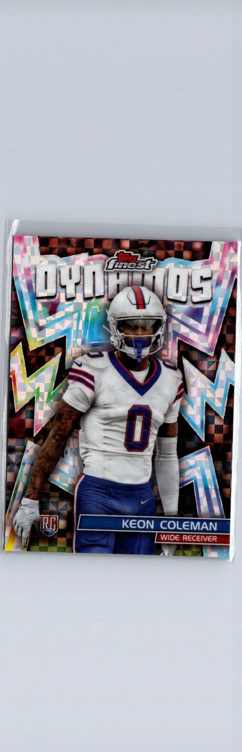 Keon Coleman football card from 2024 Finest Dynamos Checkerboard Refractor series