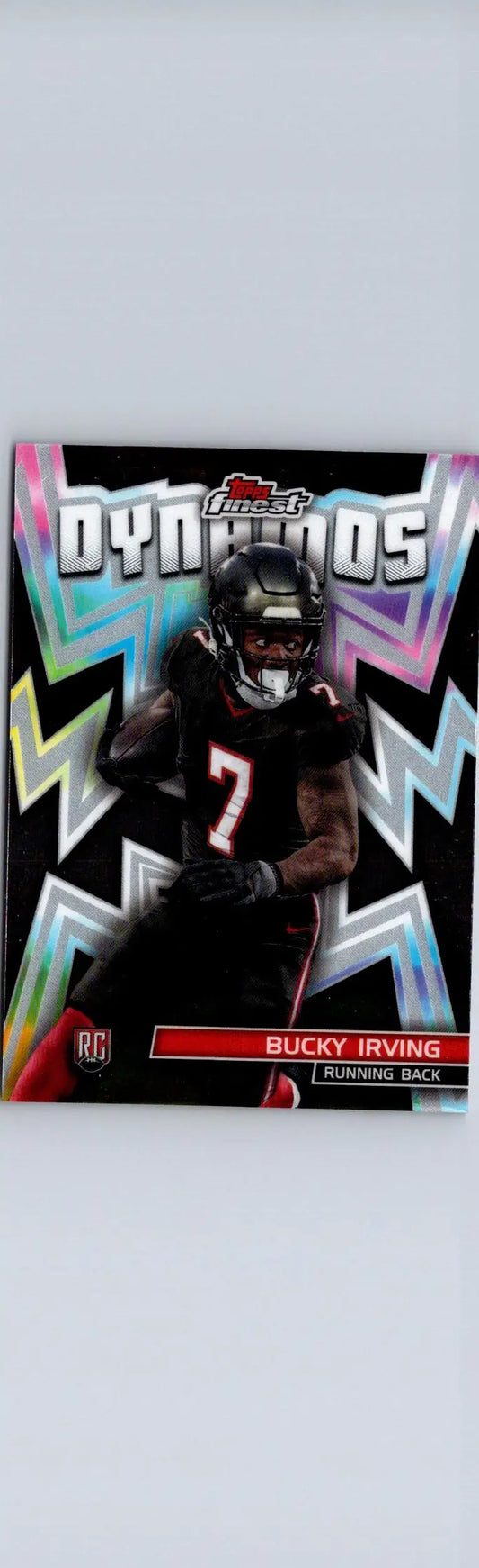 Bucky Irving football card from 2024 Finest Bucky Irving Dynamos series