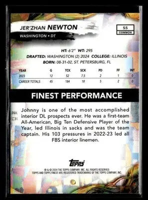 2024 Finest Jer’Zhan Newton #55 RC Washington Commanders