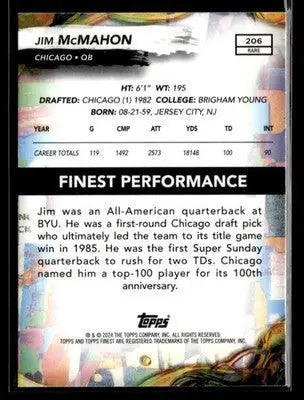 2024 Finest Jim McMahon #206 Chicago Bears - Football Card Single