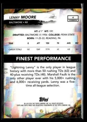 2024 Finest Lenny Moore #4 Baltimore Colts