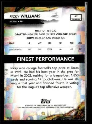 2024 Finest Ricky Williams #47 Miami Dolphins