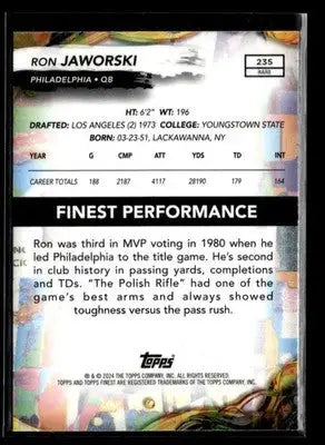 2024 Finest Ron Jaworski #235 Philadelphia Eagles