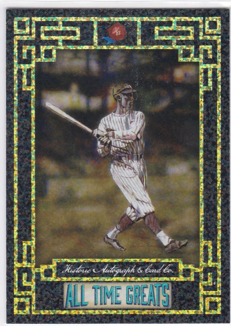 Baseball trading card of Sam Rice in pinstriped uniform, part of Historic Autographs time greats