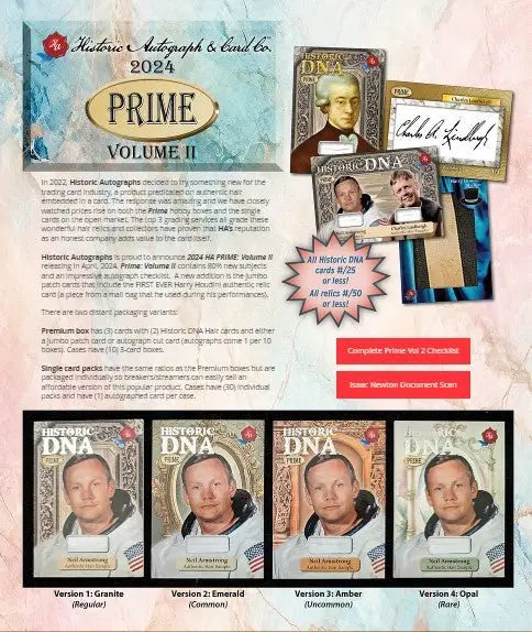 2024 Historic Autographs Prime Volume II Premium Box - Sports Card Hobby Boxes