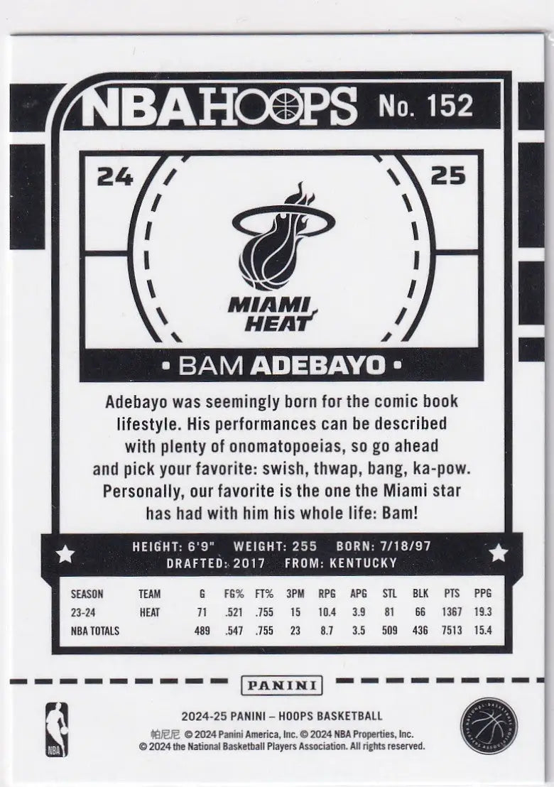 2024 HOOPS #152 BAM ADEBAYO TEAL EXPLOSION- MIAMI HEAT - Basketball Card Single
