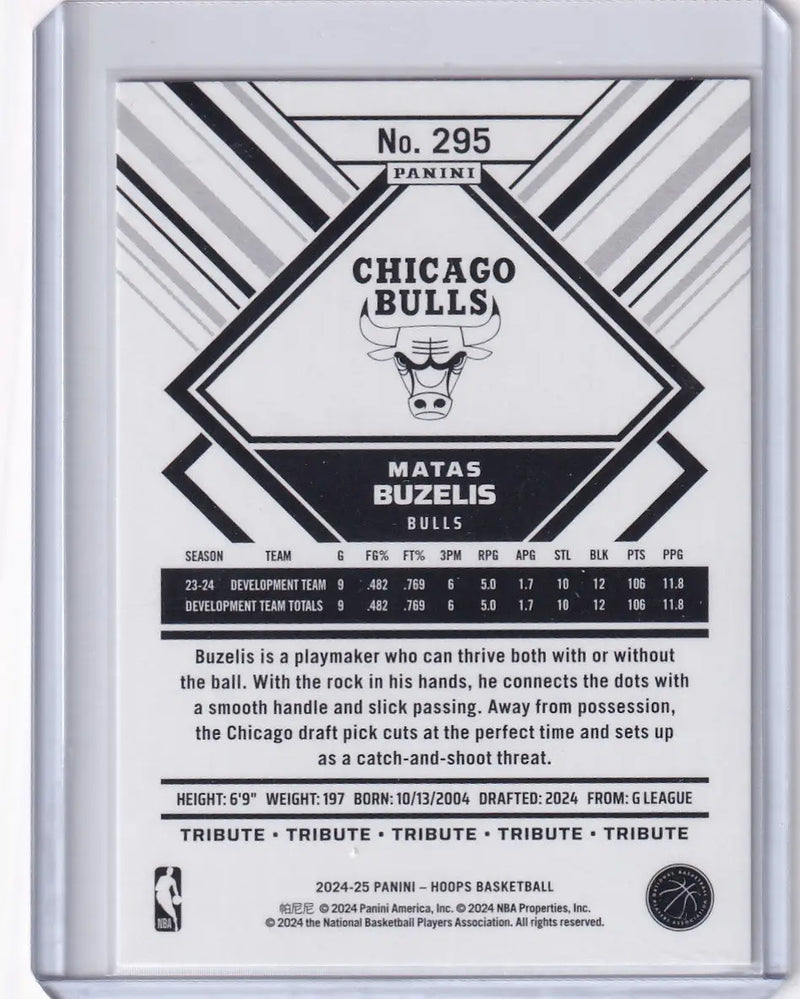 2024 HOOPS #295 MATAS BUZELIS TRIBUTE- CHICAGO BULLS - Basketball Card Single