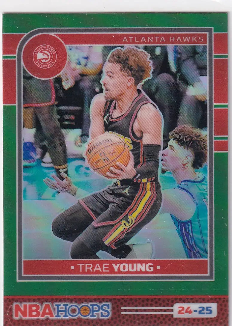 2024 HOOPS #85 TRAE YOUNG GREEN- ATLANTA HAWKS - Basketball Card Single