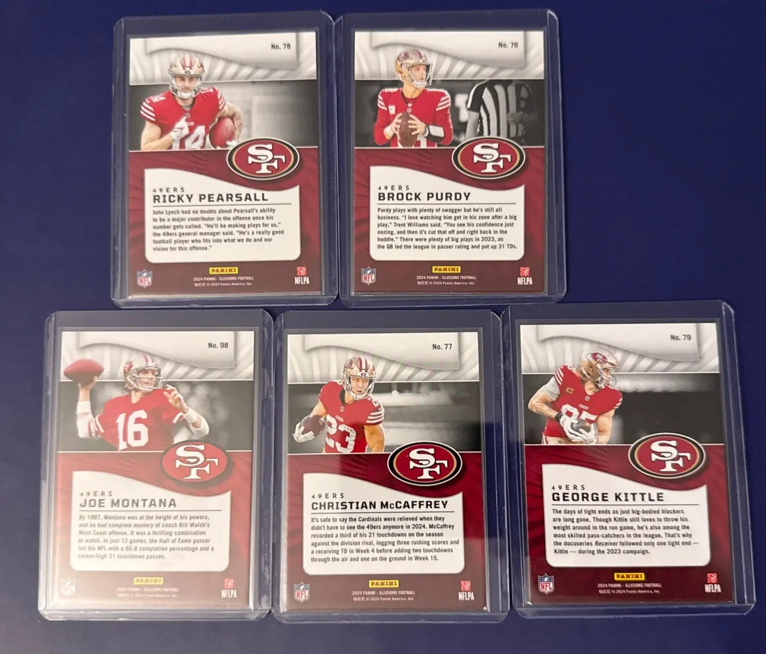 Illusions Emerald Green 49ers football trading cards in protective sleeves in green 49ers lot