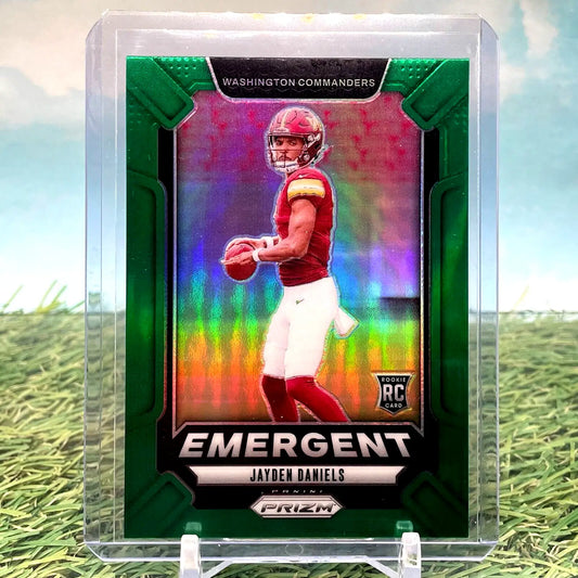 2024 Jayden Daniels Panini Prizm Emergent Green Prizm Rookie Card for collectors
