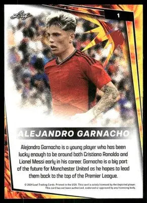 2024 Leaf Alejandro Garnacho #1 White Soccer - Soccer Card Single