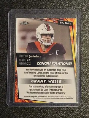 2024 Leaf #BA-GW1 Grant Wells Autographs White - Football Card Single