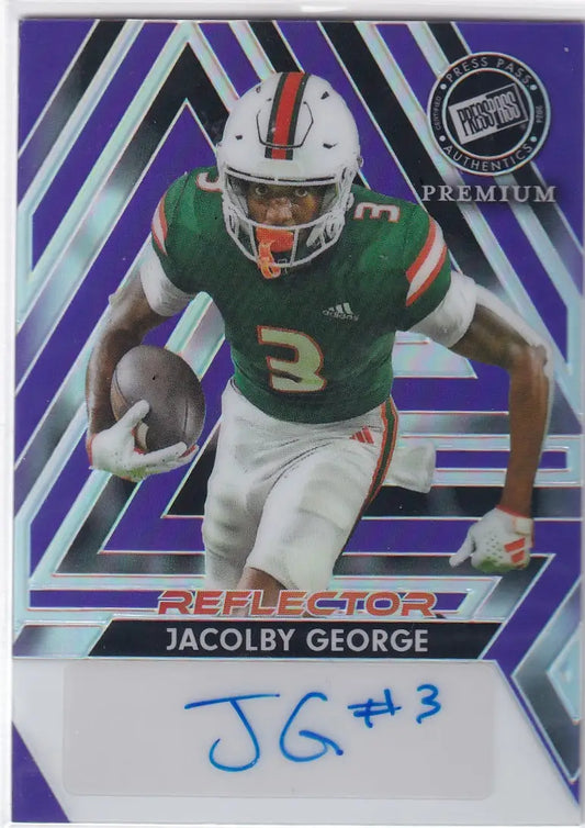 2024 LEAF #BA-JG1 JACOLBY GEORGE REFLECTOR AUTO 5/15- MIAMI HURRICANS - Football Card Single