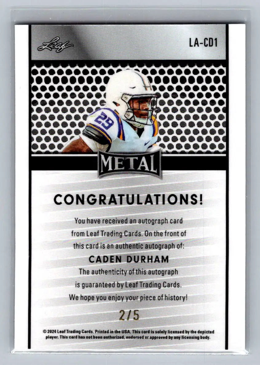 2024 Leaf Collective - Leaf Auto Shimmer Red #LA-CD1 Caden Durham #/5 - Baseball Card Single