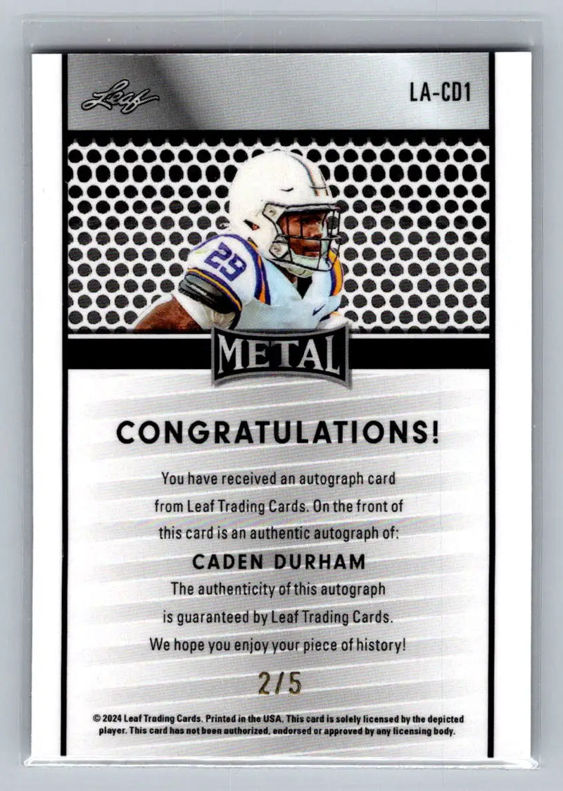 2024 Leaf Collective - Leaf Auto Shimmer Red #LA-CD1 Caden Durham #/5 - Baseball Card Single