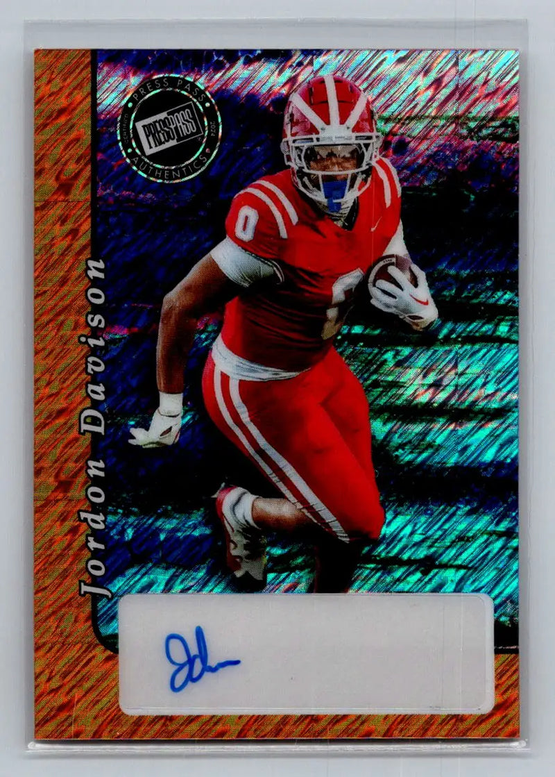 2024 Leaf Collective Press Pass Auto Shimmer Orange #20A-JD4 Jordon Davison /10 - Football Card Single