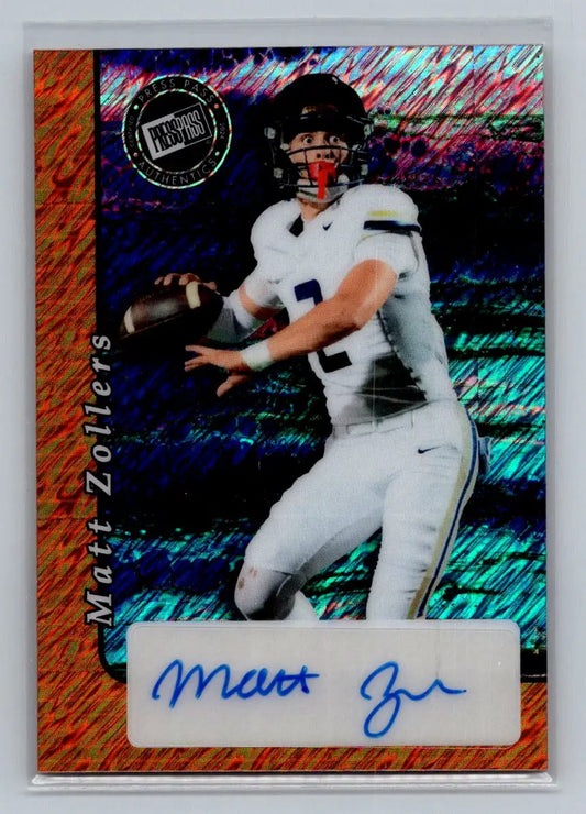2024 Leaf Collective Press Pass Auto Shimmer Orange #20A-MZ2 Matt Zollers #/10 - Football Card Single