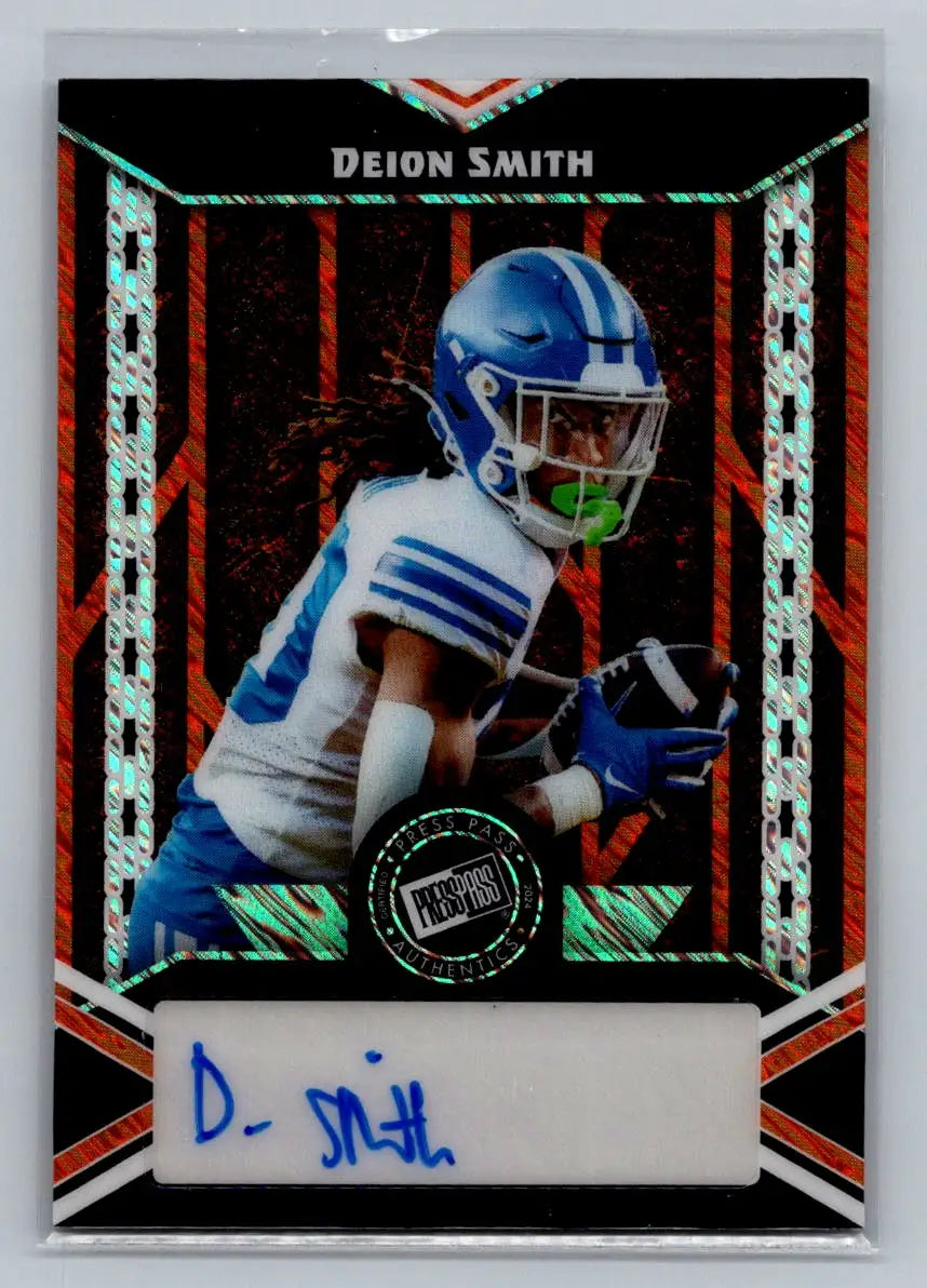2024 Leaf Collective - Press Pass Auto Shimmer Orange #PPA-DS1 Deion Smith #/10 - Football Card Single