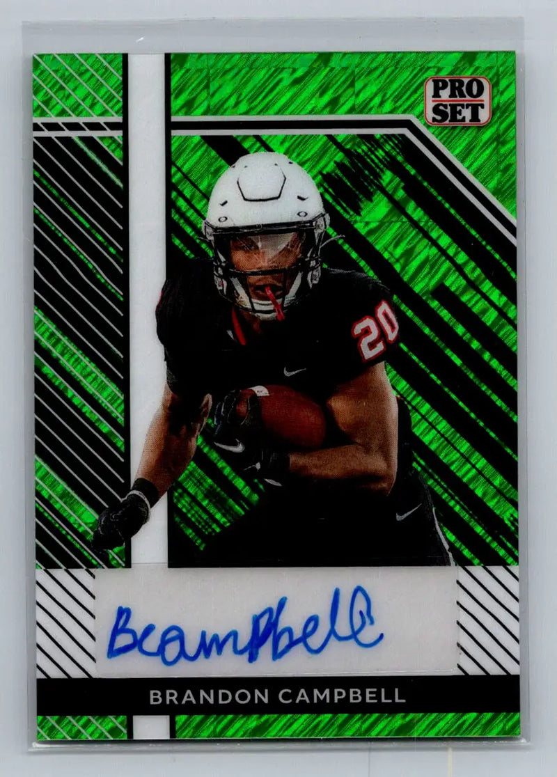 2024 Leaf Collective - Pro Set Auto Shimmer Green #PSA-BC2 Brandon Campbell #/7 - Football Card Single