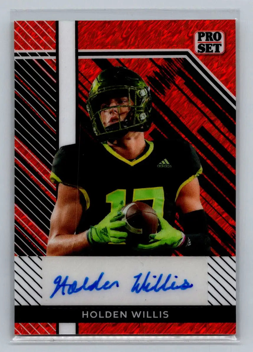2024 Leaf Collective - Pro Set Auto Shimmer Red #PSA-HW3 Holden Willis #/5 - Football Card Single