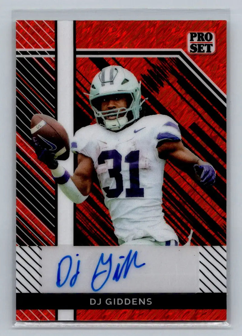 2024 Leaf Collective - Pro Set Autographs Shimmer Red #PSA-DJG DJ Giddens #/5 - Football Card Single