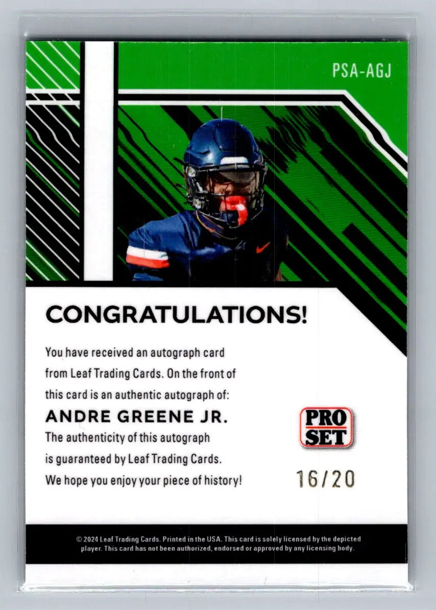 2024 Leaf CollectivePro Set Auto Shimmer Light Blue #PSA-AGJ Andre Greene Jr/20 - Basketball Card Single