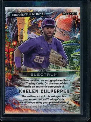 2024 Leaf Electrum Kaelen Culpepper #BA-KC2 55/99 Autograph RC Baseball - Baseball Card Single