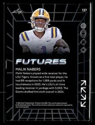 2024 Leaf Futures #137 Malik Nabers - Football Card Single