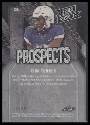 2024 Leaf Heroes & Prospects #135 Zion Turner Blue #/99 - Football Card Single