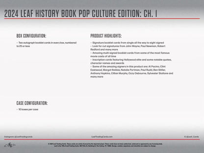 2024 Leaf History Book Pop Culture Edition Chapter 1 Hobby Box - Sports Card Hobby Boxes