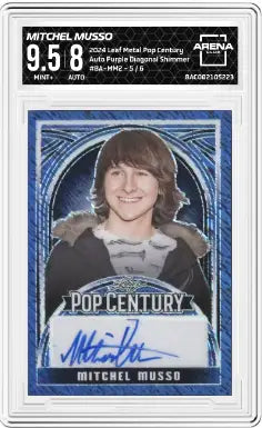 Autographed graded trading card of Mitchell Musso from Leaf Metal Pop Century series