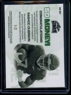 2024 Leaf Metal So Money! Rashod Dubinion #SM-RD1 Pink 1/2 Autograph Football - Football Card Single