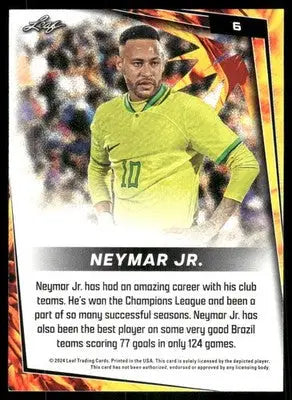2024 Leaf Neymar Jr. #6 White Soccer - Soccer Card Single