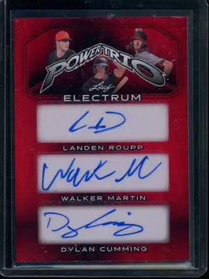 2024 Leaf Power Trio Electrum D Cumming L Roupp W Martin #PT-8 Triple Auto 2/3 - Baseball Card Single