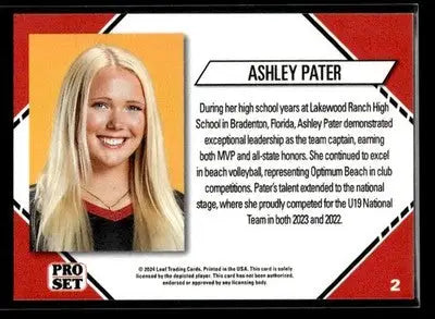 2024 Leaf Pro Set Southern CA Beach Volleyball Ashley Pater #2 USC Trojans - Other