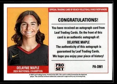 2024 Leaf Pro Set Southern CA Beach Volleyball Delaynie Maple #PA-DM1 Base Autos