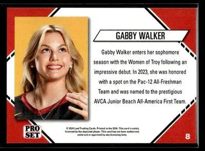 2024 Leaf Pro Set Southern CA Beach Volleyball Gabby Walker #8 USC Trojans - Other