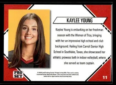 2024 Leaf Pro Set Southern CA Beach Volleyball Kaylee Young #11 USC Trojans - Beach Volleyball Card Single