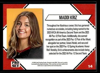 2024 Leaf Pro Set Southern CA Beach Volleyball Maddi Kriz #14 USC Trojans - Other