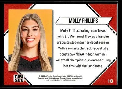 2024 Leaf Pro Set Southern CA Beach Volleyball Molly Phillips #18 USC Trojans - Beach Volleyball Card Single