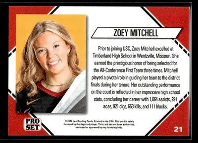 2024 Leaf Pro Set Southern CA Beach Volleyball Zoey Mitchell #21 USC Trojans - Beach Volleyball Card Single