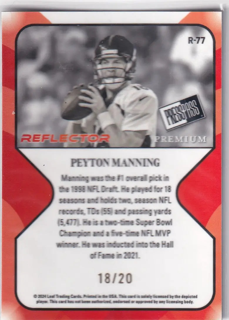 2024 LEAF #R-77 PEYTON MANNING REFLECTOR 18/20- DENVER BRONCOS