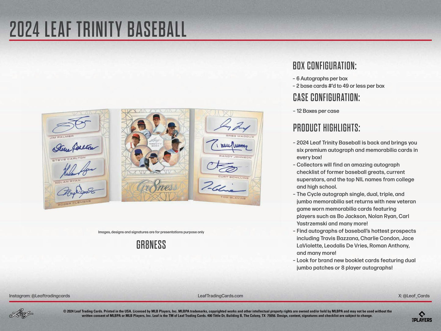 2024 Leaf Trinity Baseball Hobby Box | Columbia Sports Cards