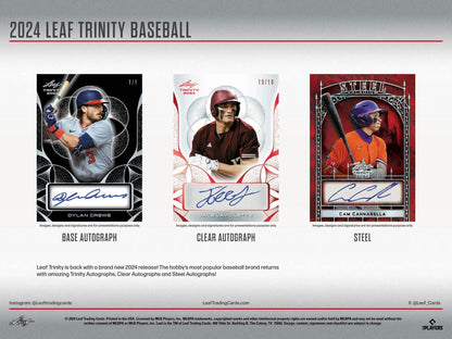 2024 Leaf Trinity Baseball Hobby Box | Columbia Sports Cards