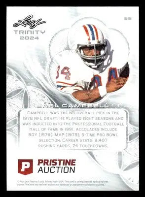 2024 Leaf Trinity - Pristine Auctions #33 Earl Campbell - Football Card Single